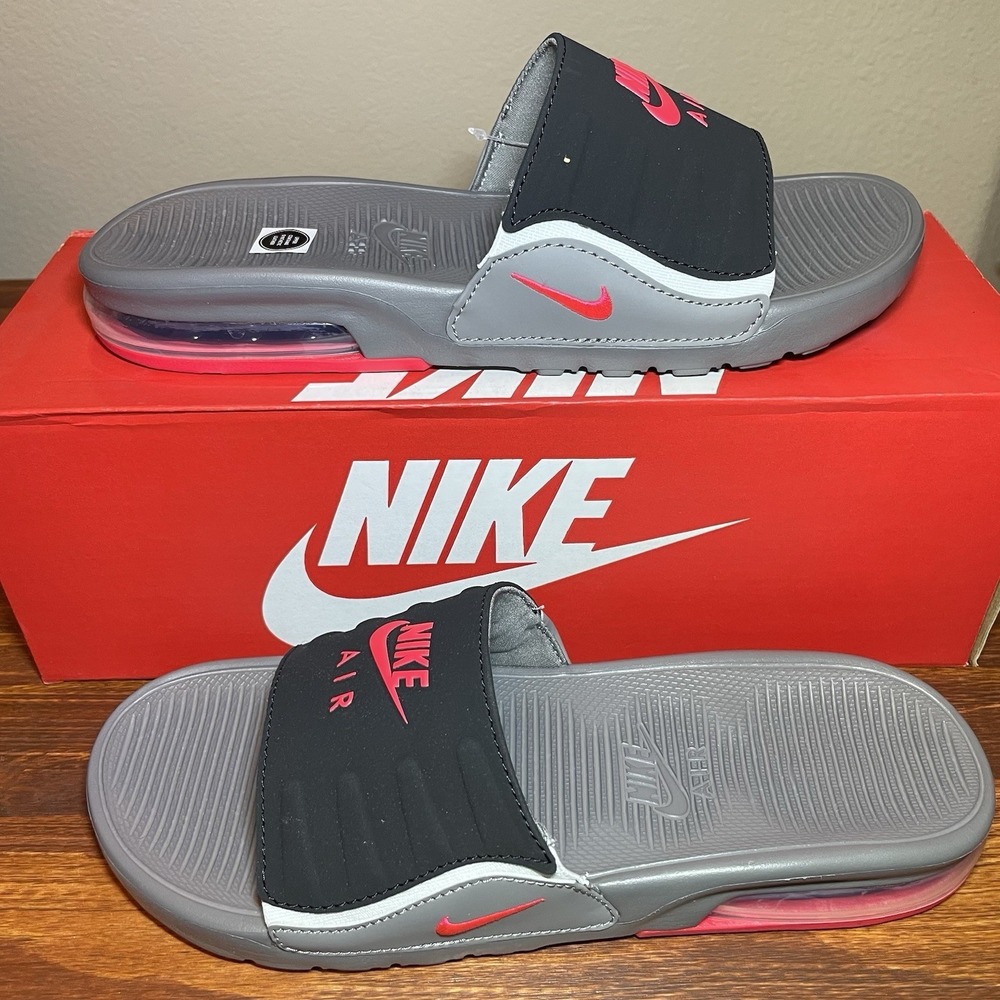 Nike Air Max Camden Slides Size 7Y Big Kids Sandals Gray Red CZ4665-002 NEW